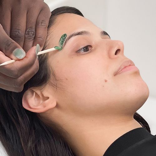 Waxing above eyebrow arch.