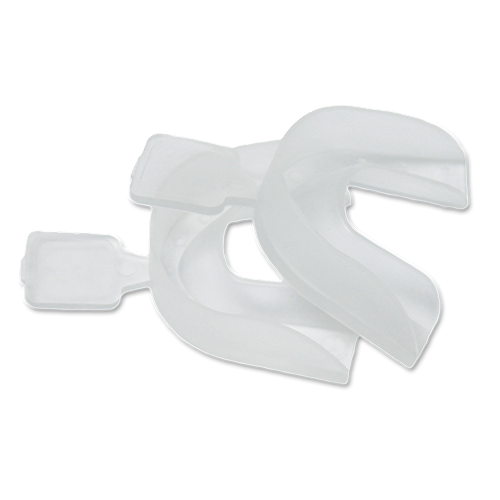 Two clear unmolded trays from Beaming White's Deluxe Whitening Kit.
