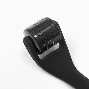close up of black microneedle roller needles