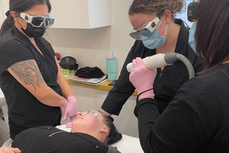 student learning laser