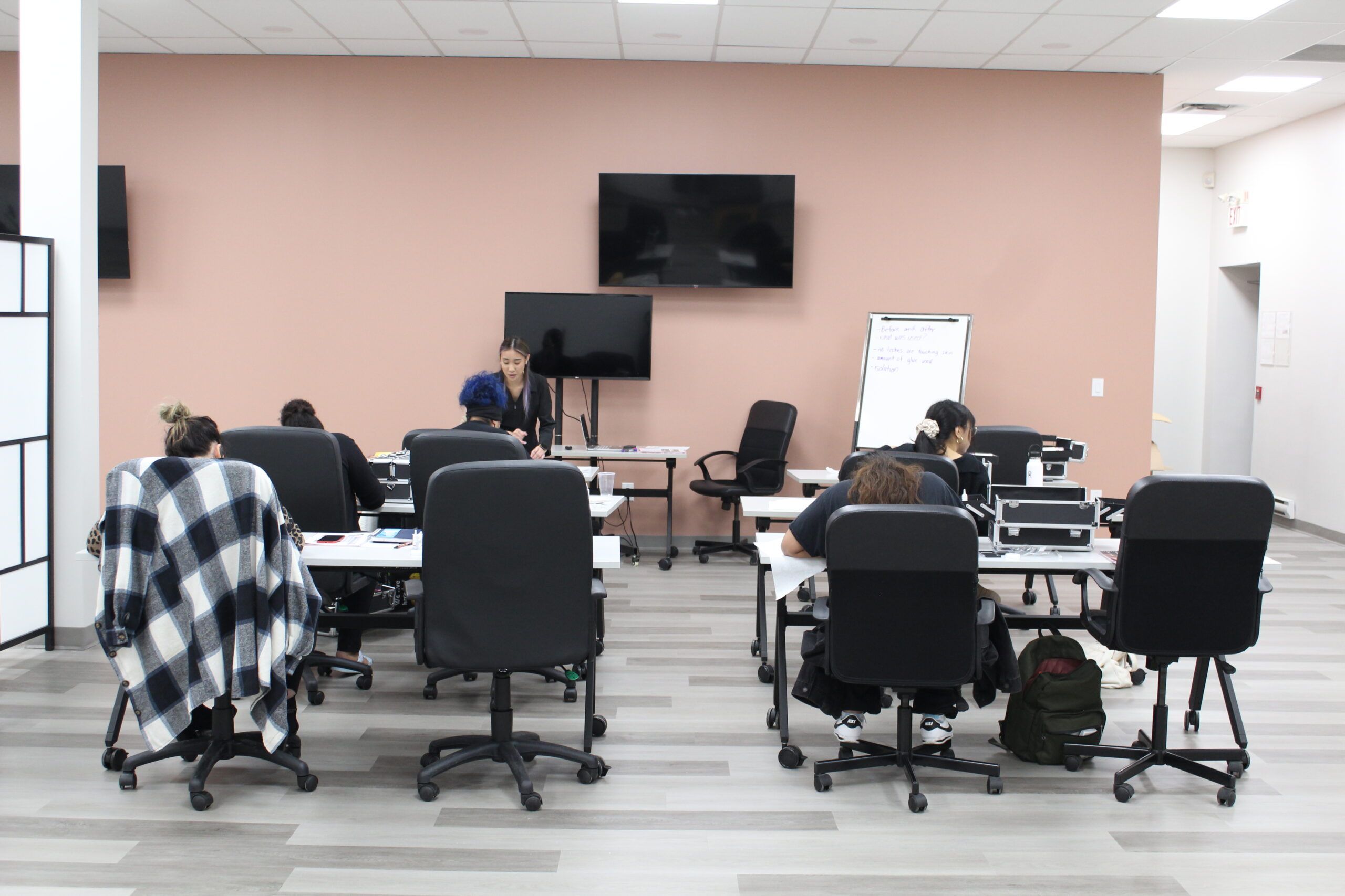 esthetician students in class
