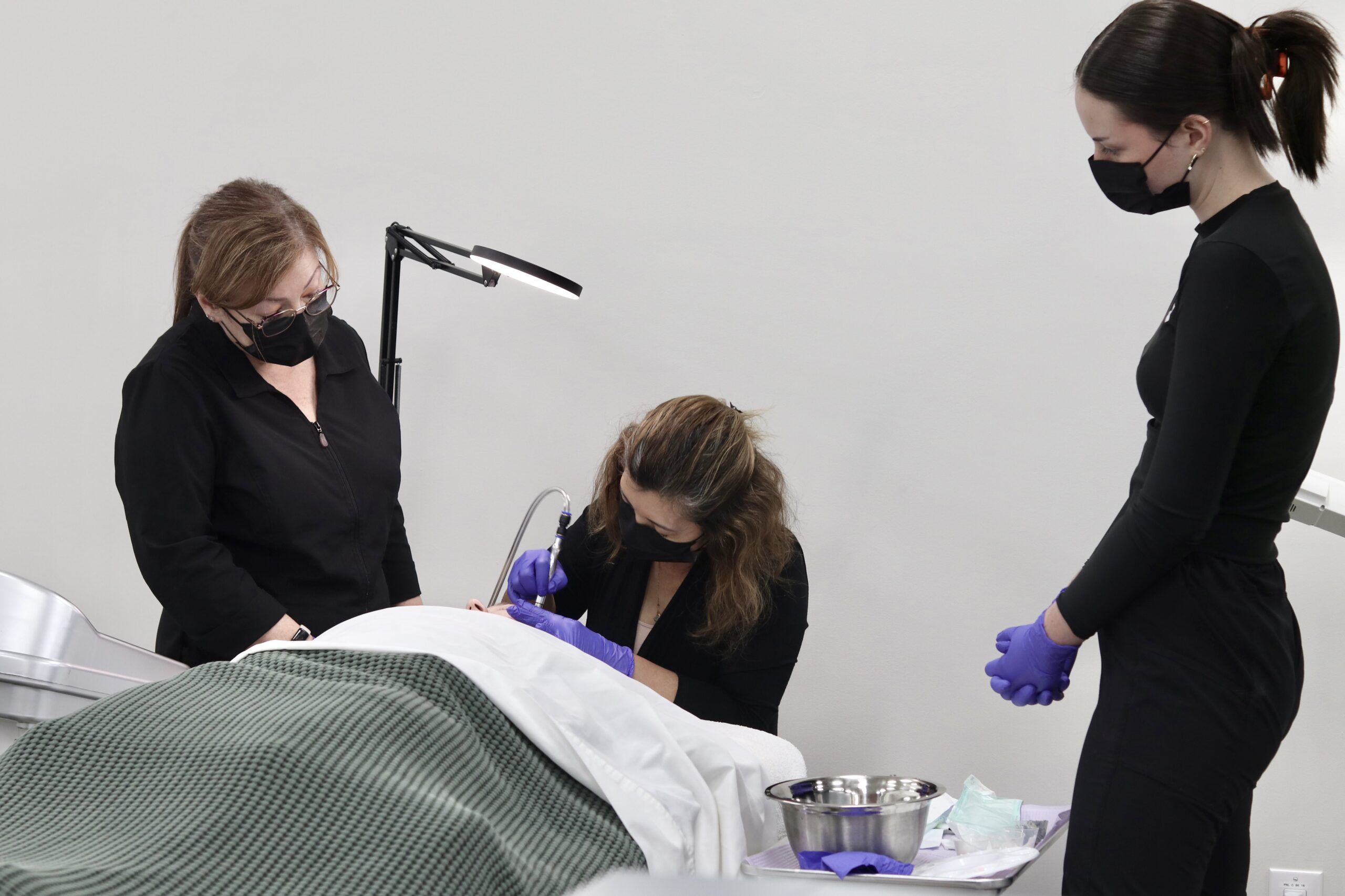 students using Microneedling machine