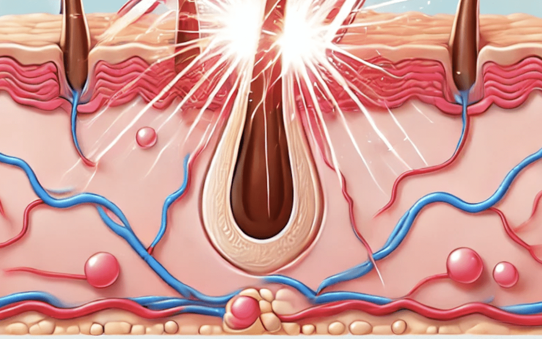 Creative visualization of a hair follicle being targeted by an energy-based treatment
