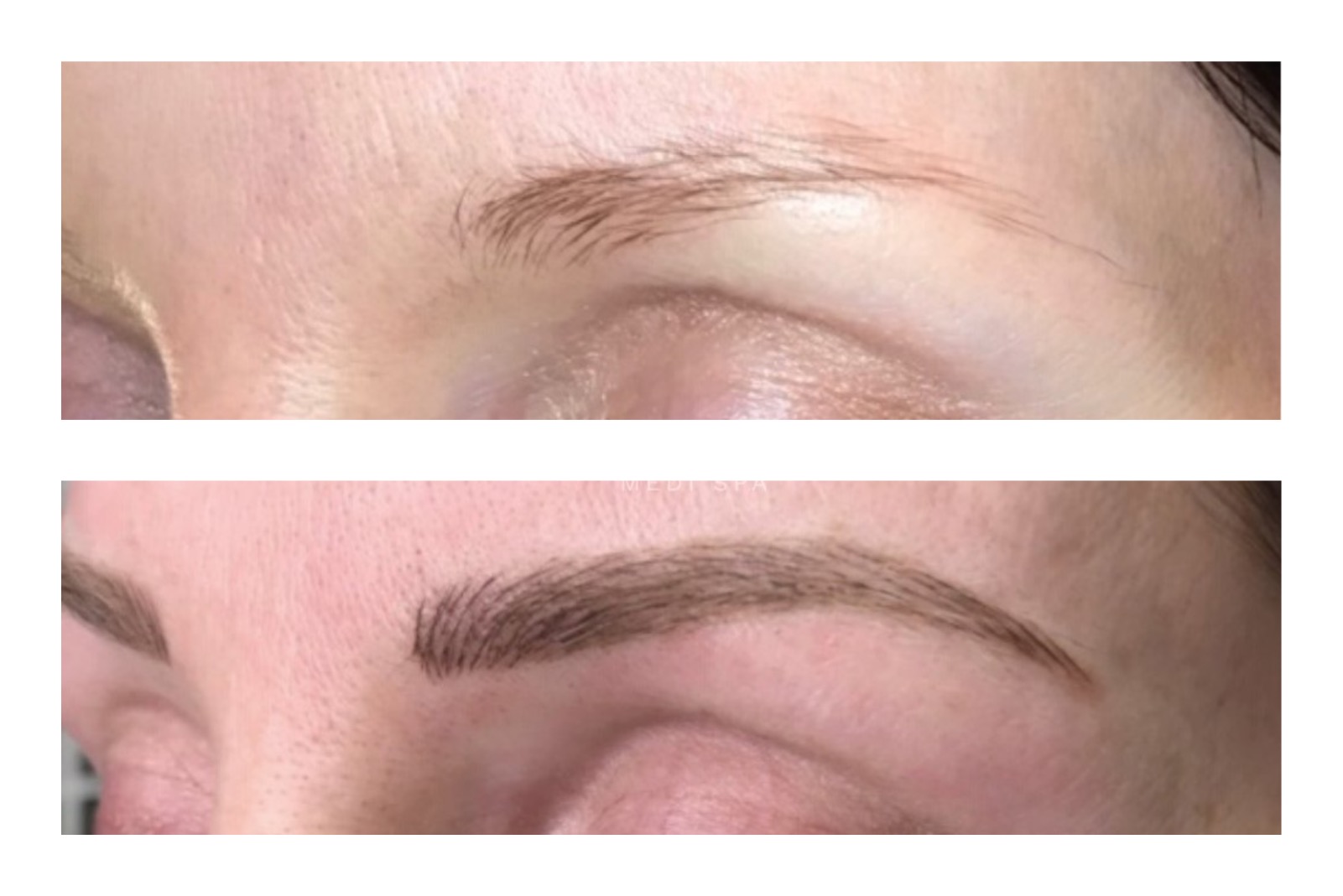 Image showing a brow before and after microblading