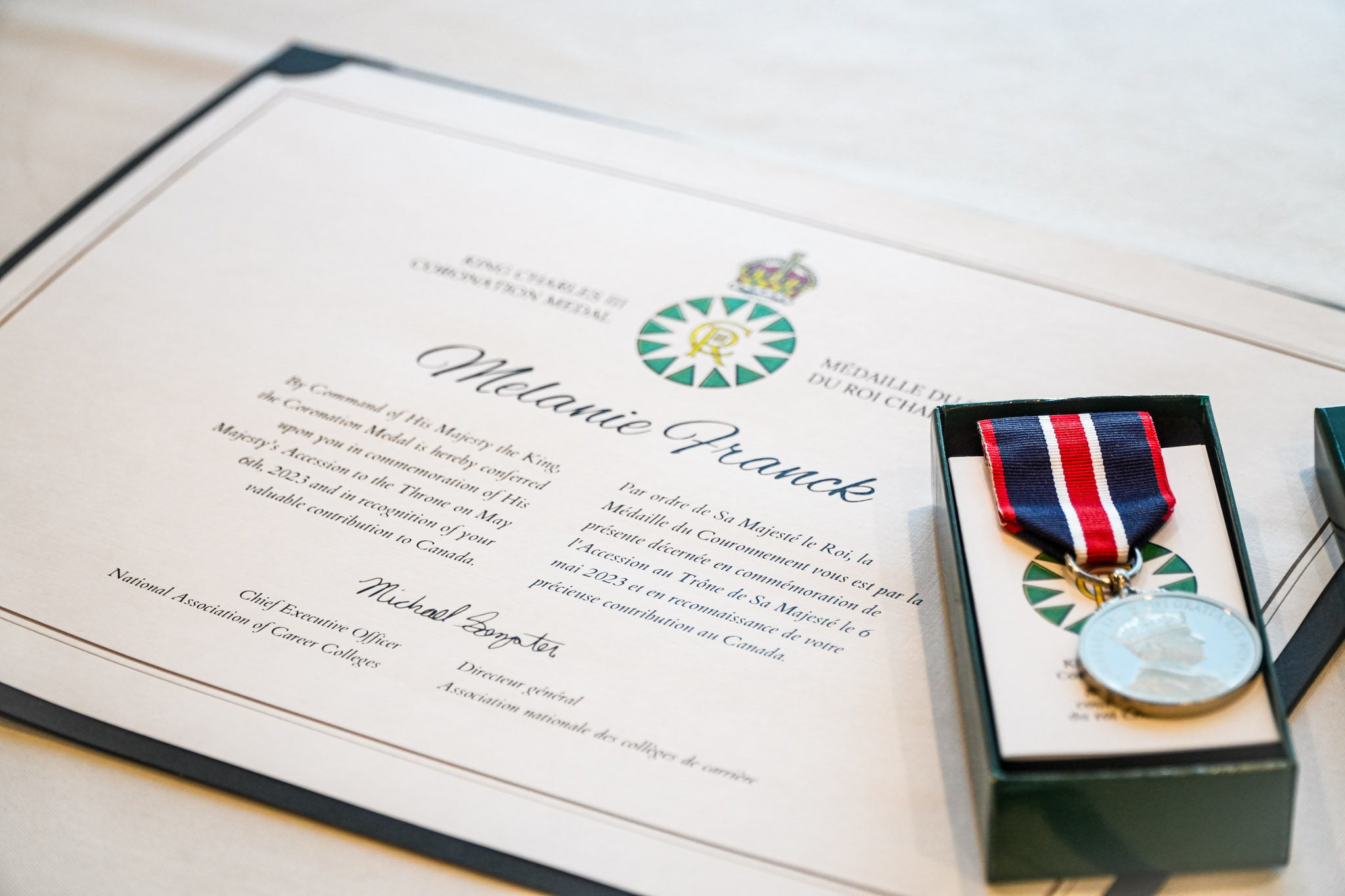 Melanie Franck's Award, recipient of the 2025 King Charles III Coronation Medal in Winnipeg